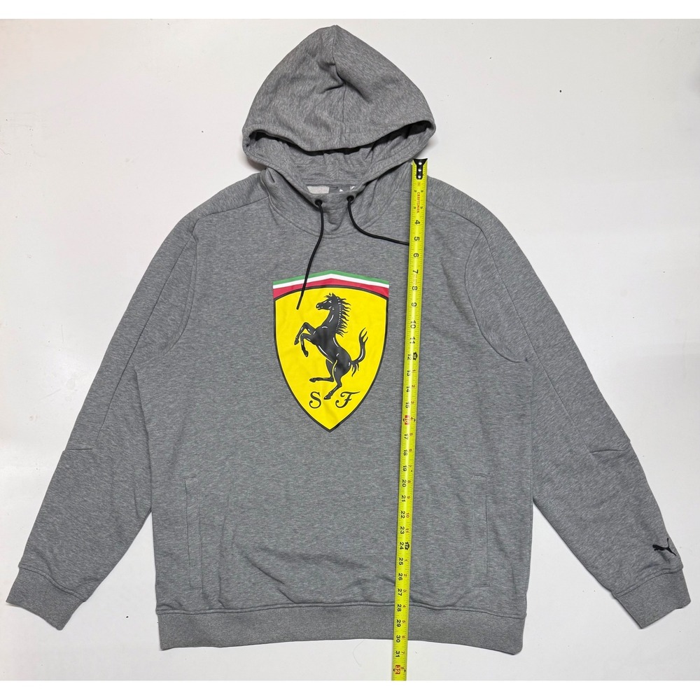 Puma Ferrari Scuderia Shield Hoodie Mens XXL Gray Sweatshirt Pullover Logo